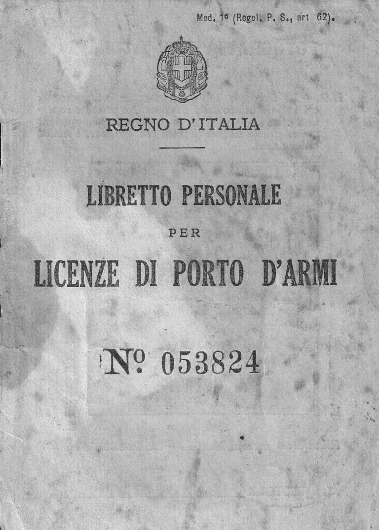 Libretto personale per licenze di porto d’armi